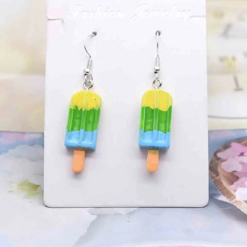 Earring For Women Resin Handmade Cute Animals Ice Cream Drinks Candy Fruits Pissa Drop Earrings Funny Gift