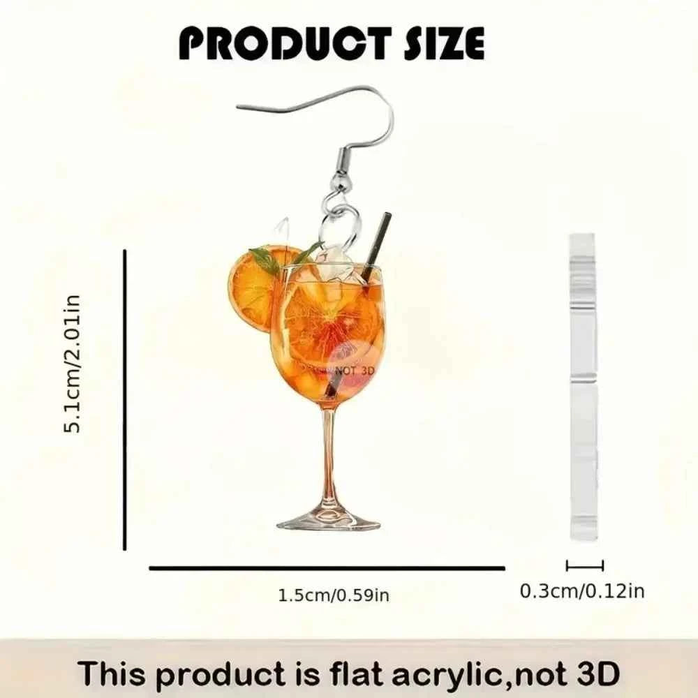 Beer Festival Wine Glass Orange Juice Earrings Fashion 2D Flat Design Earrings Women Girls Party Jewelry Gift Give To Friends