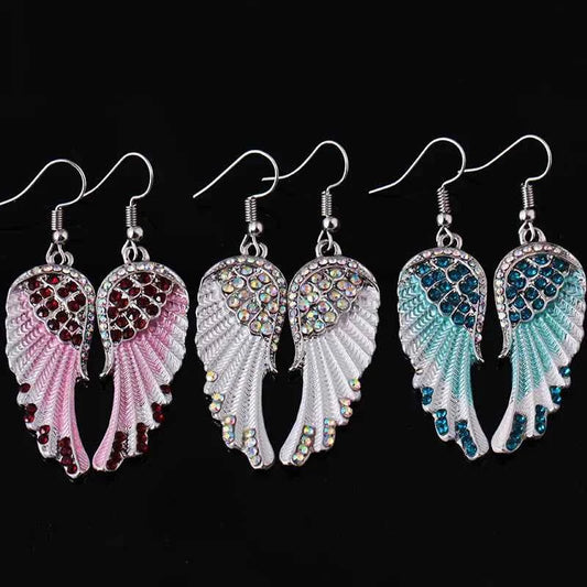 Fashion Income Ladies Angel Wings Earrings Personality Mid Length Multicolor Charm Jewelry Anniversary Birthday Party Gifts