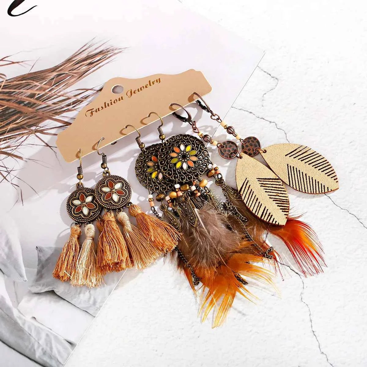 Boho Ethnic Dangle/Round Earrings For Women Vintage Fashion 2024 Earrings Sets Pendientes Earring Unusual Pendant Jewelry Female