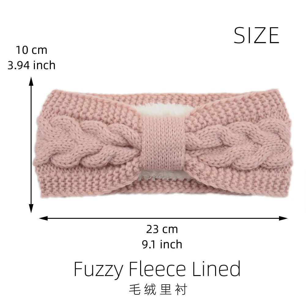 Winter Knitted Headbands for Women Warm Woolen Knitting Ear Warmer Cross Knot Turban Headwear Girls Hair Band Hair Accessories - NamafadStore