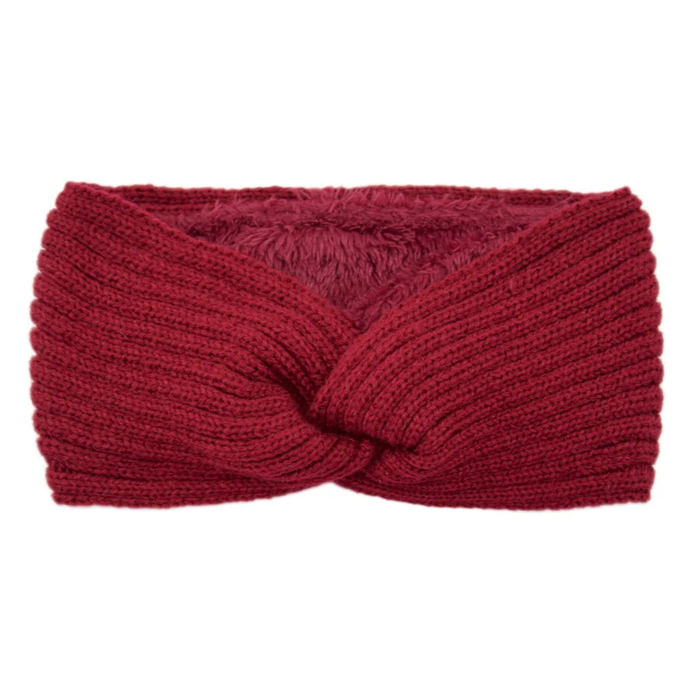Winter Knitted Headbands for Women Warm Woolen Knitting Ear Warmer Cross Knot Turban Headwear Girls Hair Band Hair Accessories - NamafadStore