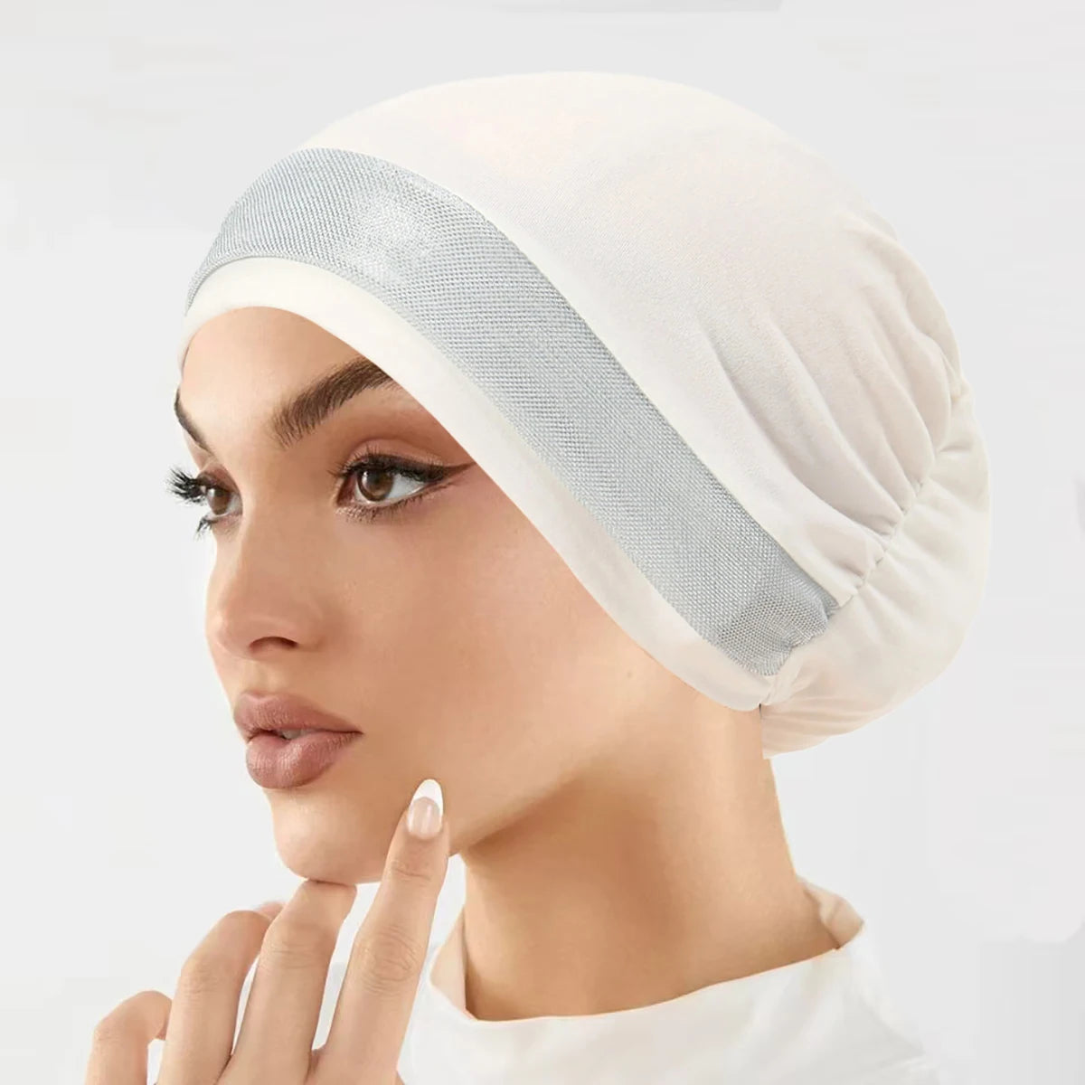 2025 New Muslim Hijab Women Scarf Hair Accessories Soft Elastic Cloth Hat Head Cover Wide Night Sleep Bonnet Hijabs for Girl