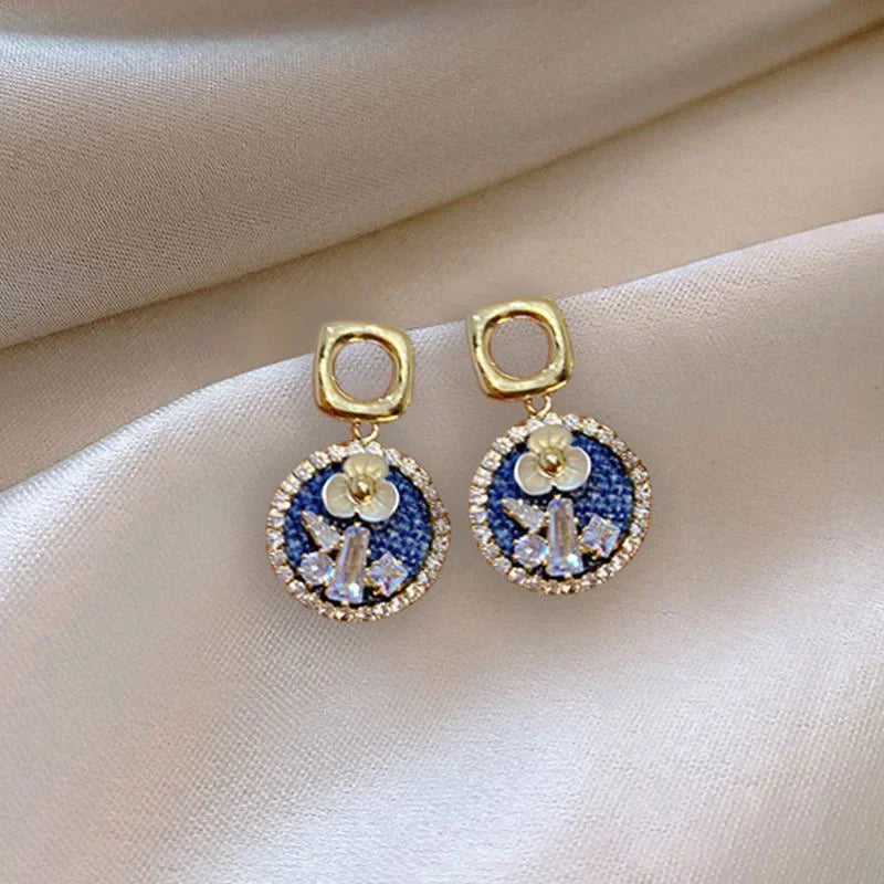 Golden Metal Blue Bowknot Earrings Fashion Jewelry Bow-tie Earrings Women Cute Romantic Pendientes Female Stud Earrings