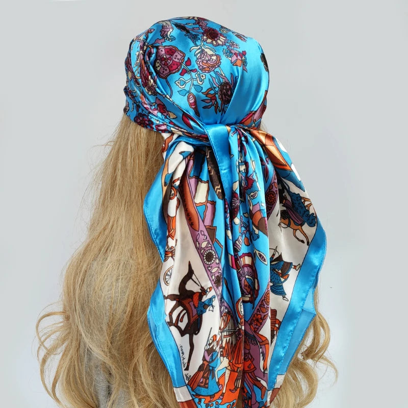 Luxury Brand Silk Scarf Fashion Foulard Satin Shawl Leopard 90*90cm Square Head Scarves Women Bandanna Pareo Headscarf - NamafadStore
