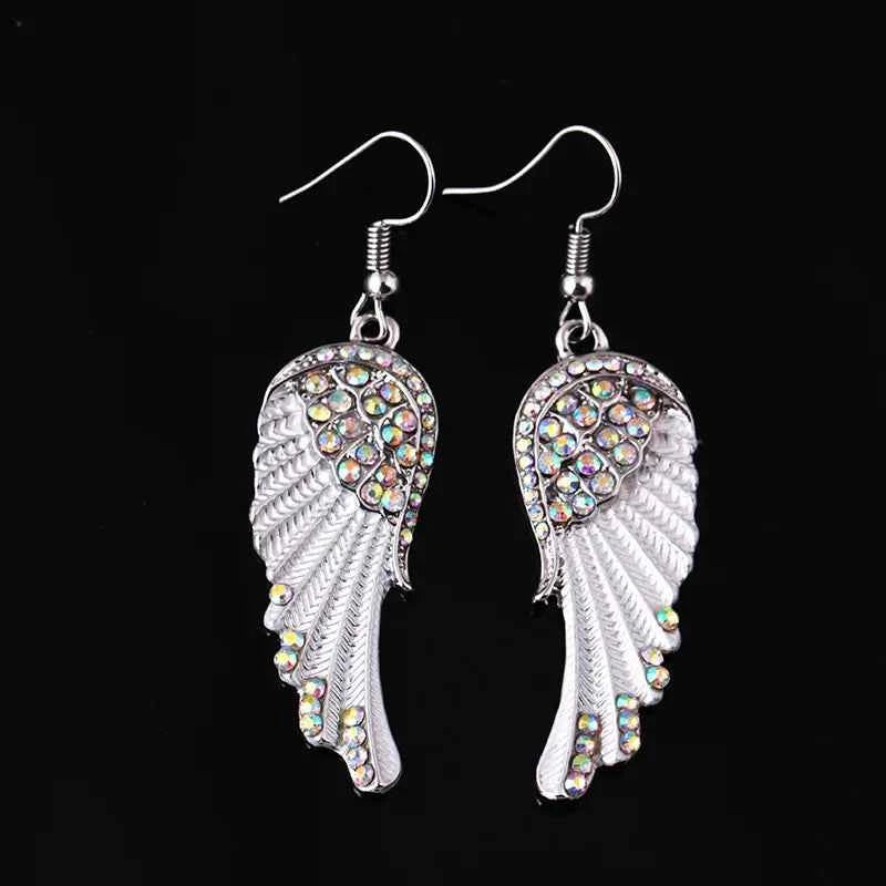 Fashion Income Ladies Angel Wings Earrings Personality Mid Length Multicolor Charm Jewelry Anniversary Birthday Party Gifts