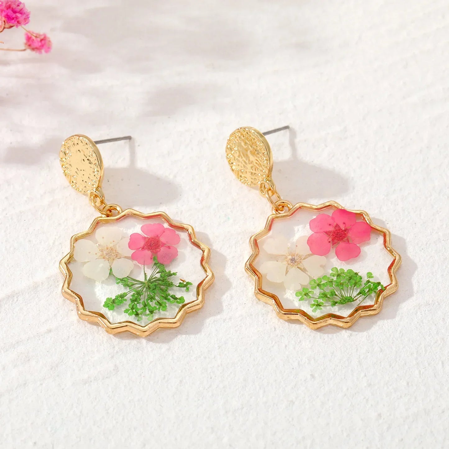 Colorful Natural Flower Earring Transparent Epoxy Resin Pressed Flower Earring Creative Natural Plant Earrings Jewelry Wholesale