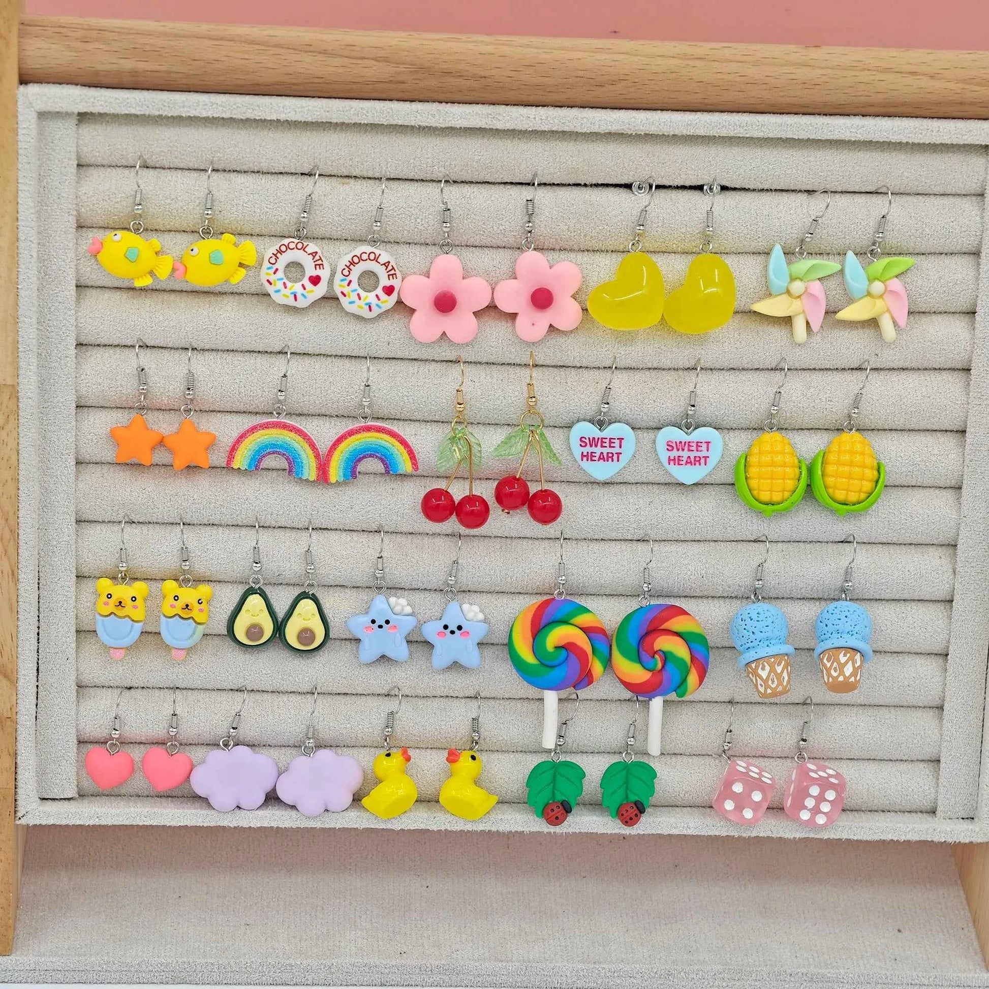 10/40pcs Fashionable earrings, personalized and fresh, simulated vegetable and fruit combination set, funny and fun earrings