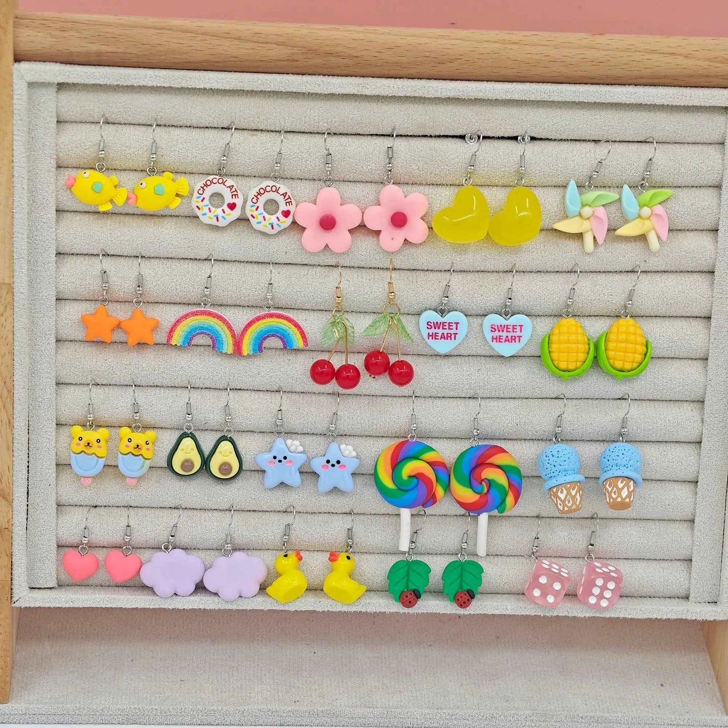 10/40pcs Fashionable earrings, personalized and fresh, simulated vegetable and fruit combination set, funny and fun earrings