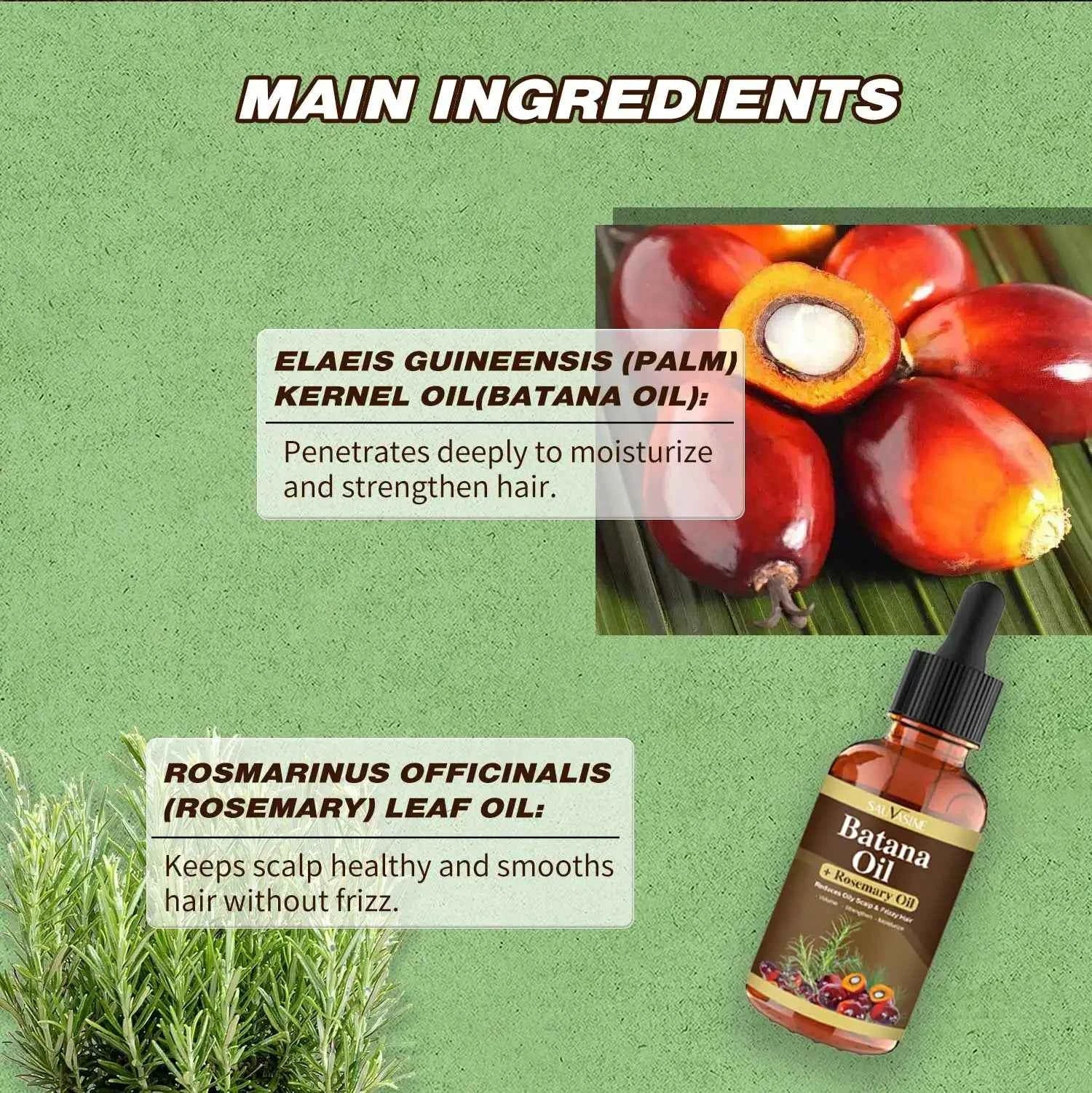 30ML Batana Oil with Rosemary for Hair Growth Reduce Hair Loss Organic Oil for Strengthening Scalp Moisturizing Hair Care Oil - NamafadStore