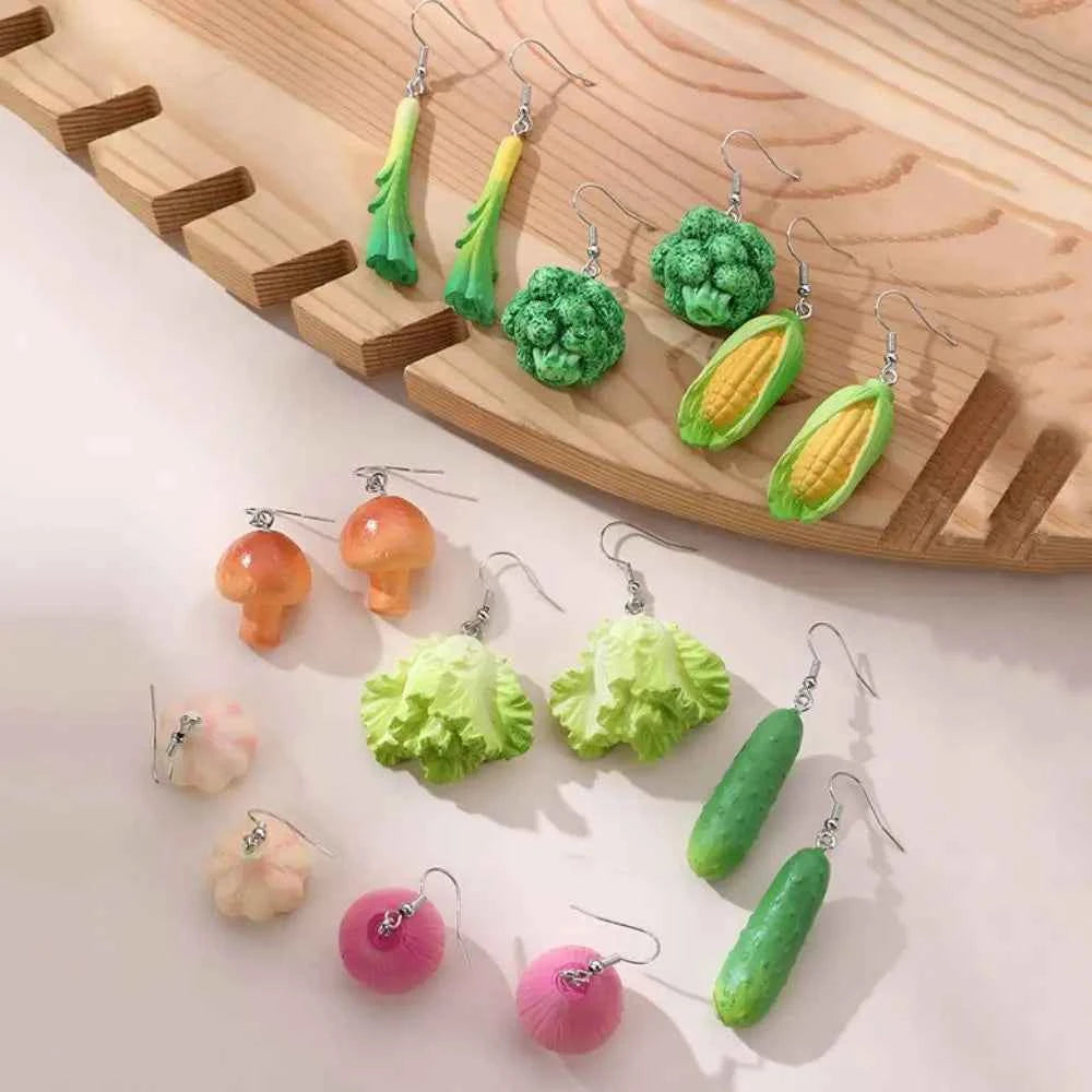 Bohemia Earrings Simulated Vegetable Dangle Earring Korean Style Broccoli Cute Earrings Lettuce, Onion Mushroom Earrings