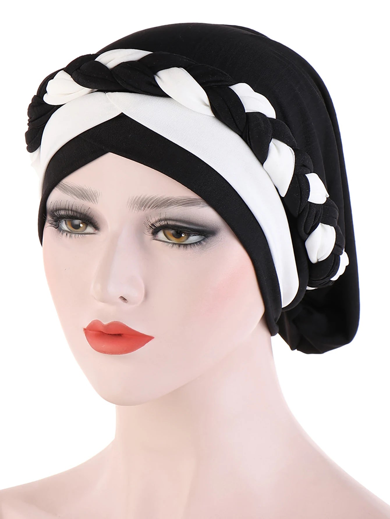 Colorblock Twisted Hijab Turban Hat for Women African Head Scarf Beanie Cancer Chemo Headwear Cap Head Wraps Women - NamafadStore