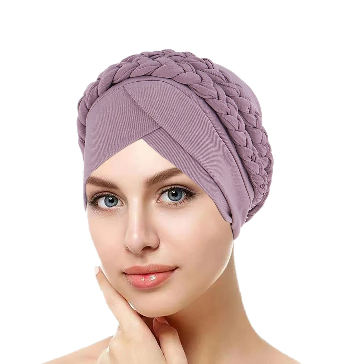 Bohemian Style Handmade Braid Turban Cross Bandana Slouchy Hat For Women Muslim Hijab Islamic Head Wrap Hair Loss Chemo Cap - NamafadStore