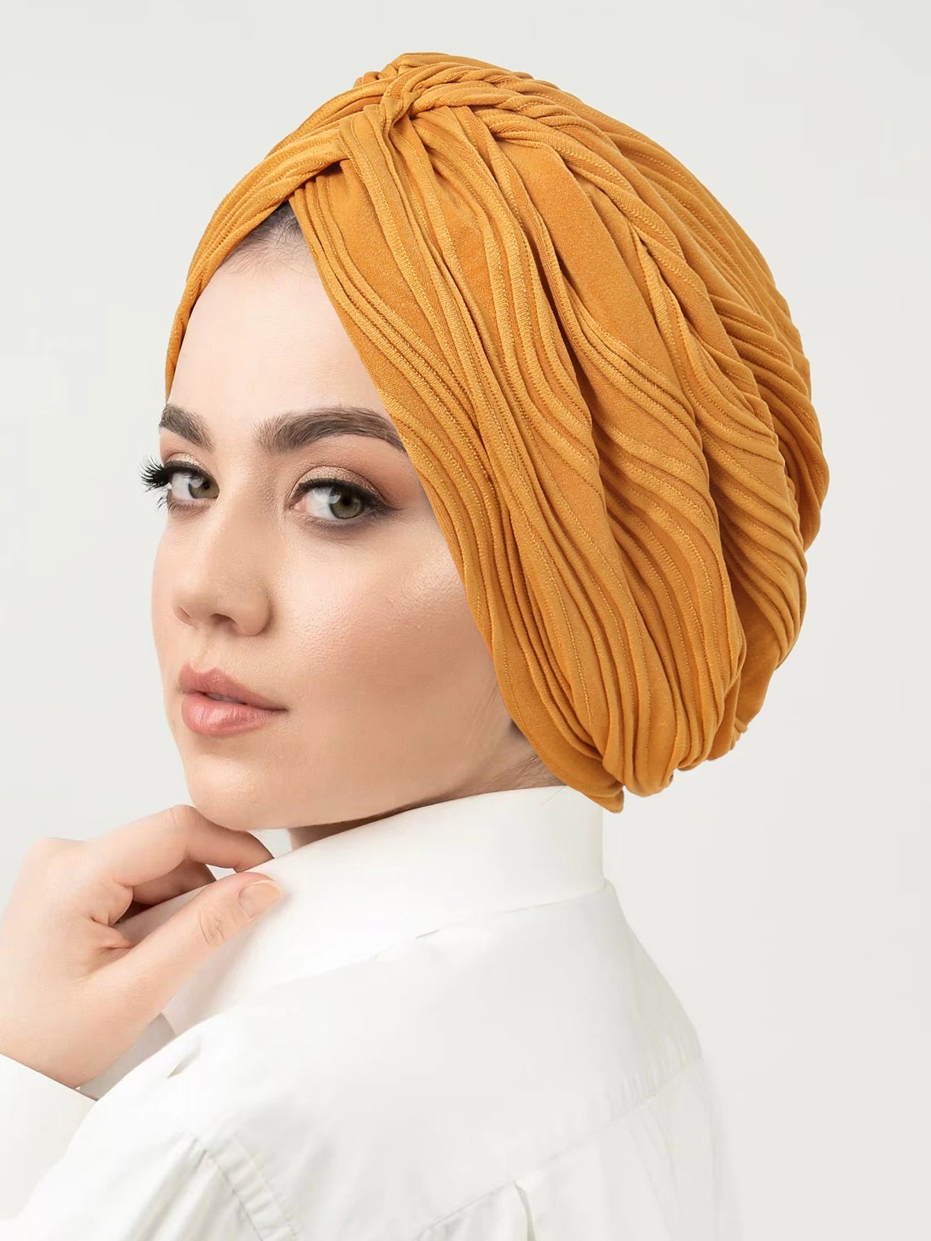 Solid Color Crinkle Muslim Hijab Caps Women's Headscarf Hat Chemo Hats Hair Care Fashion Turban Bonnet Adjustable - NamafadStore