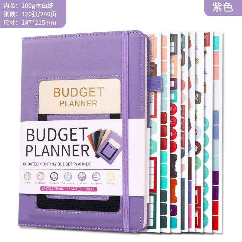 A5 Undated Budget Planner 2 Year Expense Tracker Notebook Bill Organizer Money Savings Financial Book with Pocket