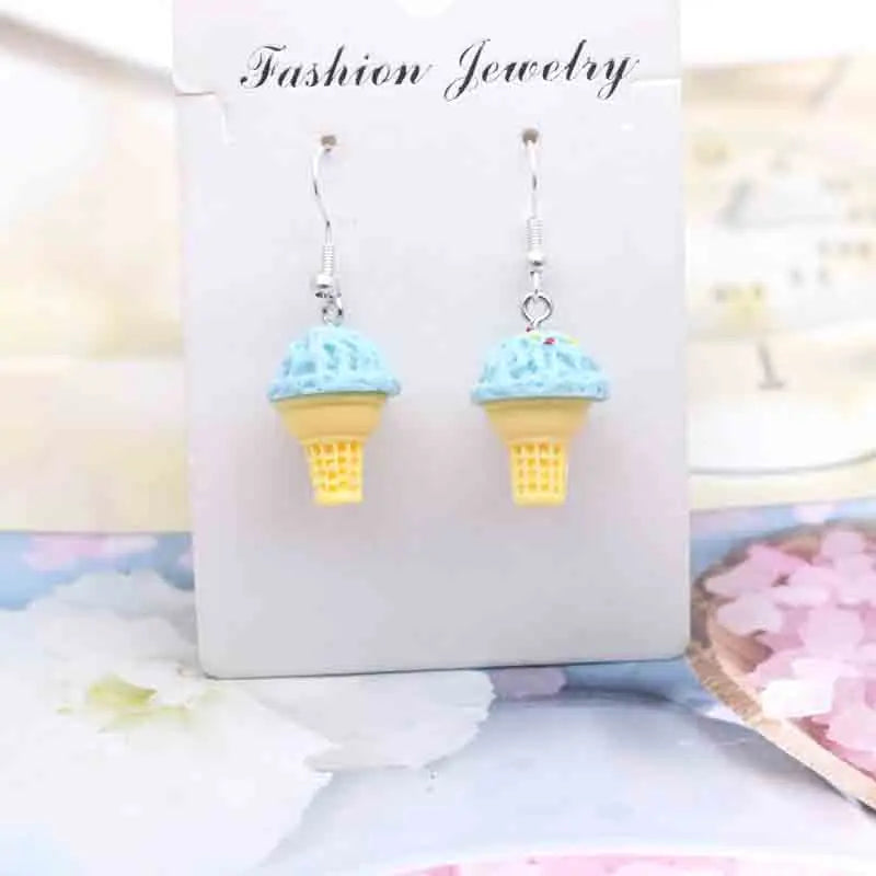 Earring For Women Resin Handmade Cute Animals Ice Cream Drinks Candy Fruits Pissa Drop Earrings Funny Gift