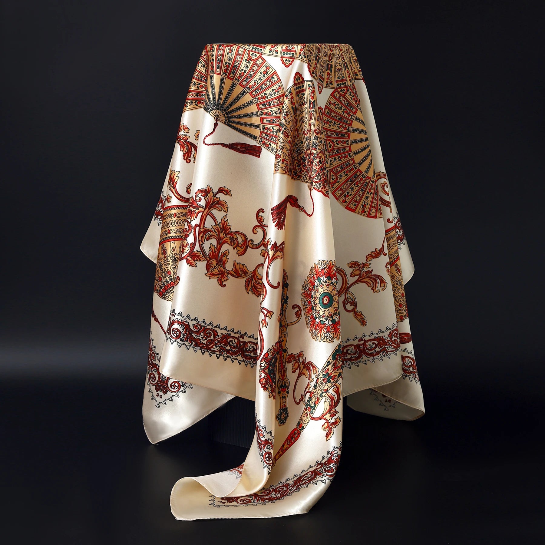 1 piece 35.4 inches Women Shawls Fashion print Summer Kerchief Luxury Brand 90X90CM Bandanna New Foulard Satin Square Headcloth - NamafadStore