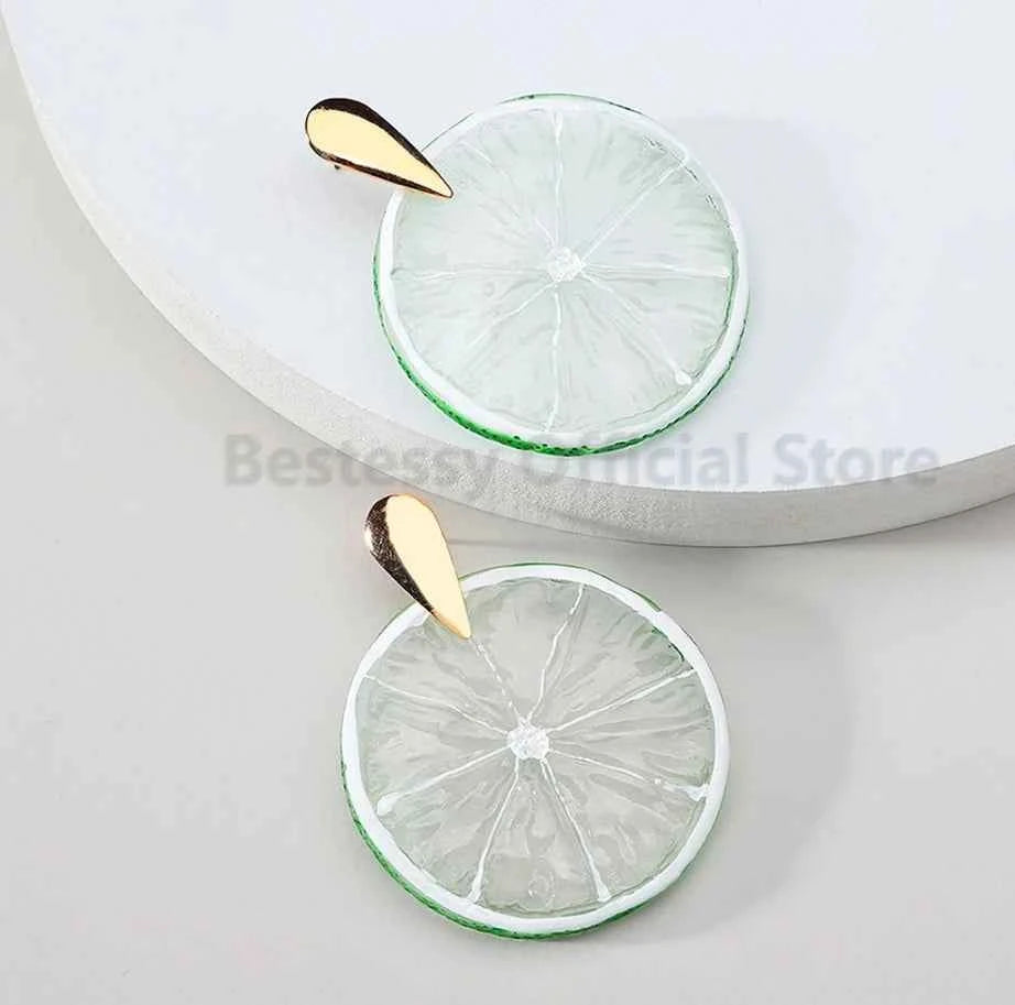 2025 Fruit Cartoon Round Dangle Earrings For Women Luxury Quality Beads Lemon Orange Pendientes Resin Fairy Jewelry Accessories