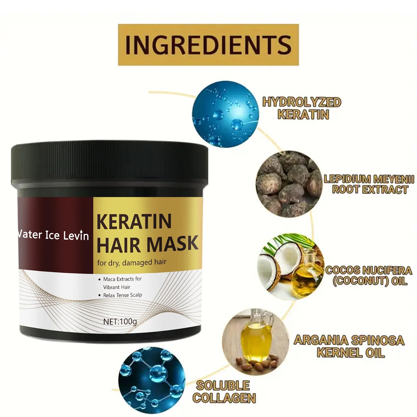 Magical Keratin Hair Mask 5 Seconds Fast Repair Damaged Frizzy Hair Soft Smooth Shiny Straightening Deep Moisturizing Hair Care - NamafadStore