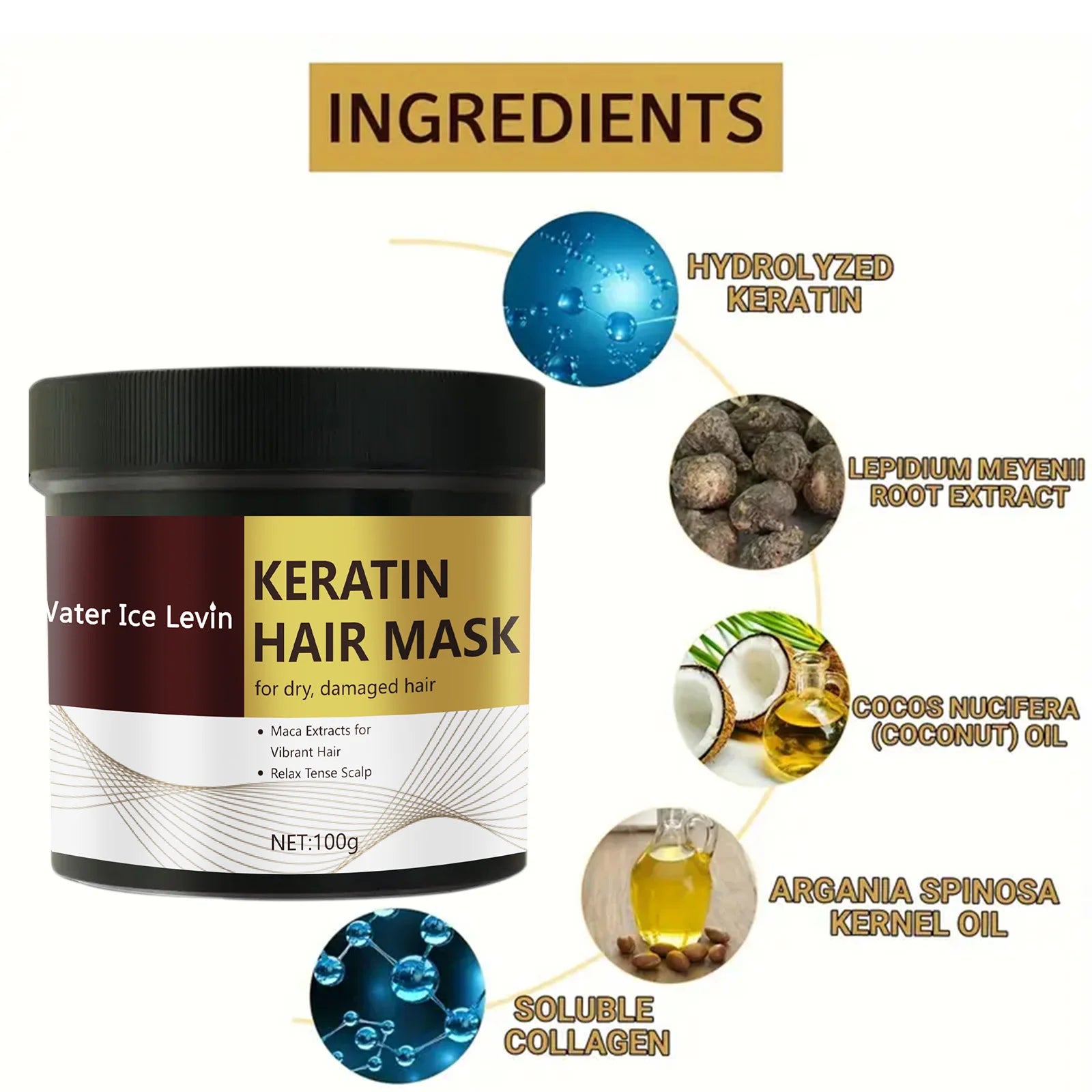 Magical Keratin Hair Mask 5 Seconds Fast Repair Damaged Frizzy Hair Soft Smooth Shiny Straightening Deep Moisturizing Hair Care - NamafadStore