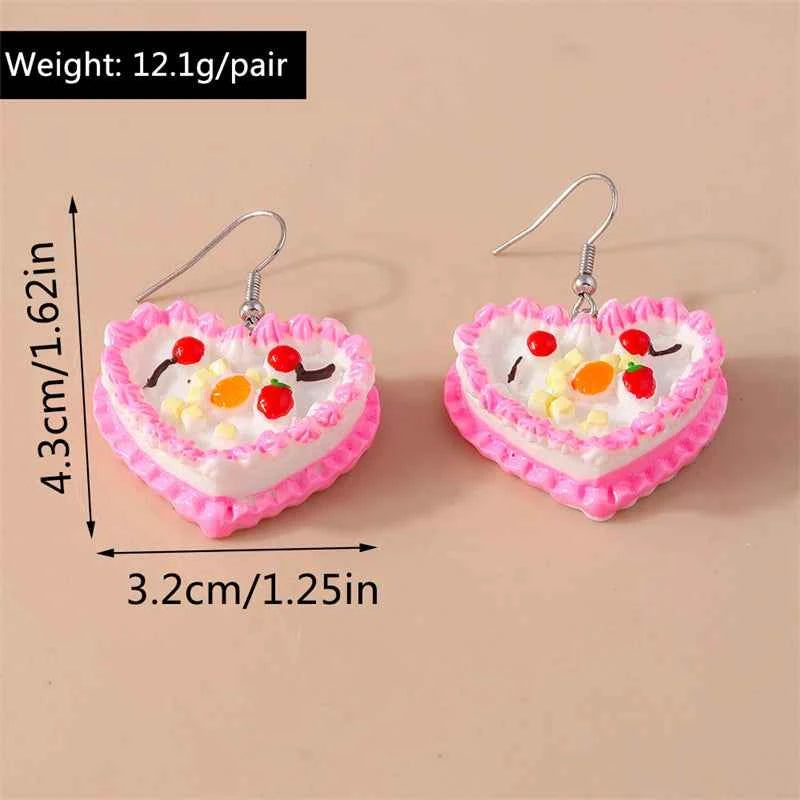 Sweet Food Cake Drop Earrings for Women Girls Party Holiday Jewelry Gifts