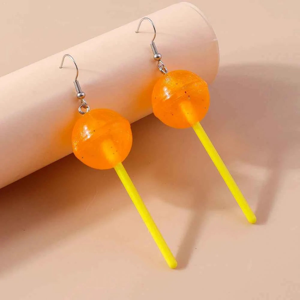 Cute Resin Candy Lollipop Earrings for Women Mini 3D Simulation Food Dangle Earrings Girls Kids Jewelry Gifts