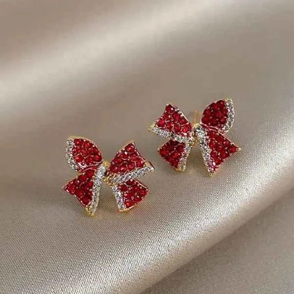 New Fashion Cute Red Zircon Cherry Stud Earrings Fashion Charm Crystal Party Birthday Holiday Gift
