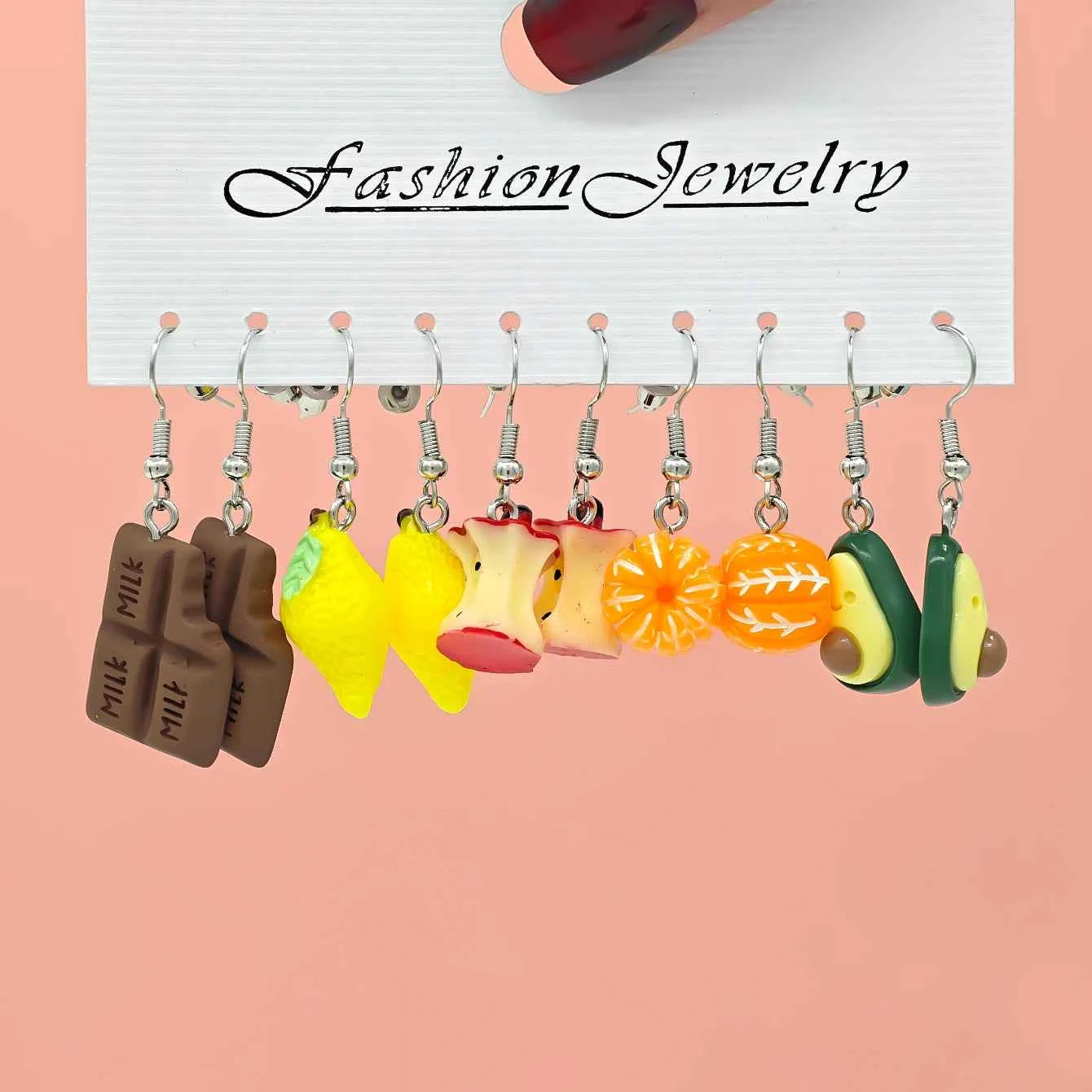 10/40 fashionable earrings, simulated vegetable and fruit combination set, personalized fresh, fun and interesting earrings