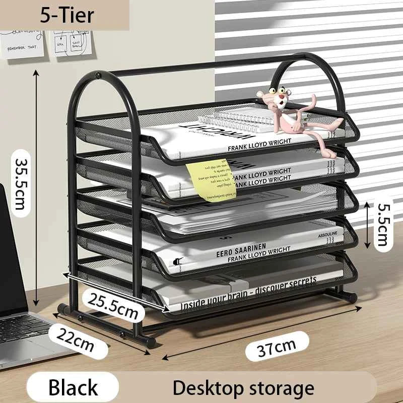 Mesh Letter Tray,Office Desk Paper Organizer with Sliding Trays for Desk Accessories, Office Supplies and File Storage, Black