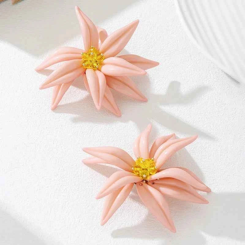 Beaded Three-dimensional Large Flower Earrings For Women Girls Hand-woven Ear Accessories Fashion Jewelry Holiday Party AE302