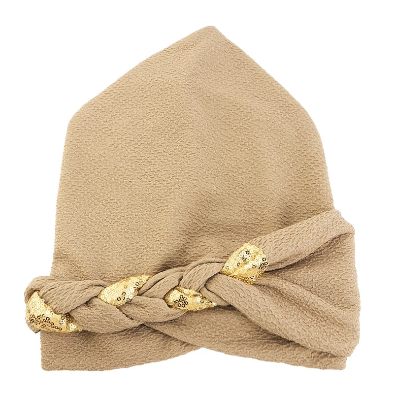 New African Headband Turban Cap Muslim Fried Dough Twists Braid Head Cap Islamic Chemo Hair Care Hats Beanie Headscarf - NamafadStore