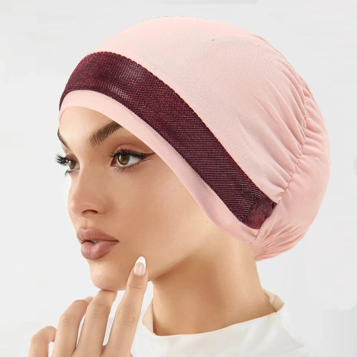 2025 New Muslim Hijab Women Scarf Hair Accessories Soft Elastic Cloth Hat Head Cover Wide Night Sleep Bonnet Hijabs for Girl