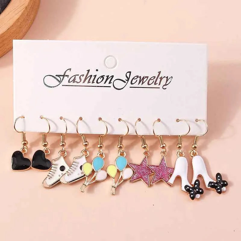 Cute 5 Pairs Flower Earrings for Women Girls Colorful Dangle Drop Earrings Handmade Kids Jewelry Gifts
