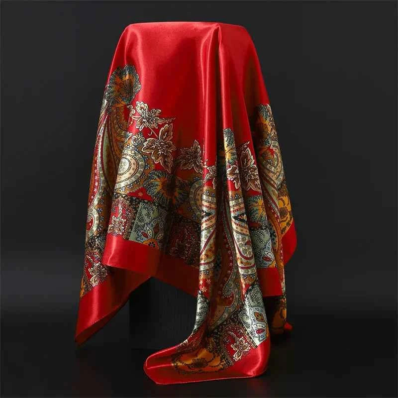 Fashion Hijab Scarf For Women Square Shawls Satin Silk Hair Scarfs Female 90*90cm Kerchief Bandana Head Neck Scarves For Ladies - NamafadStore