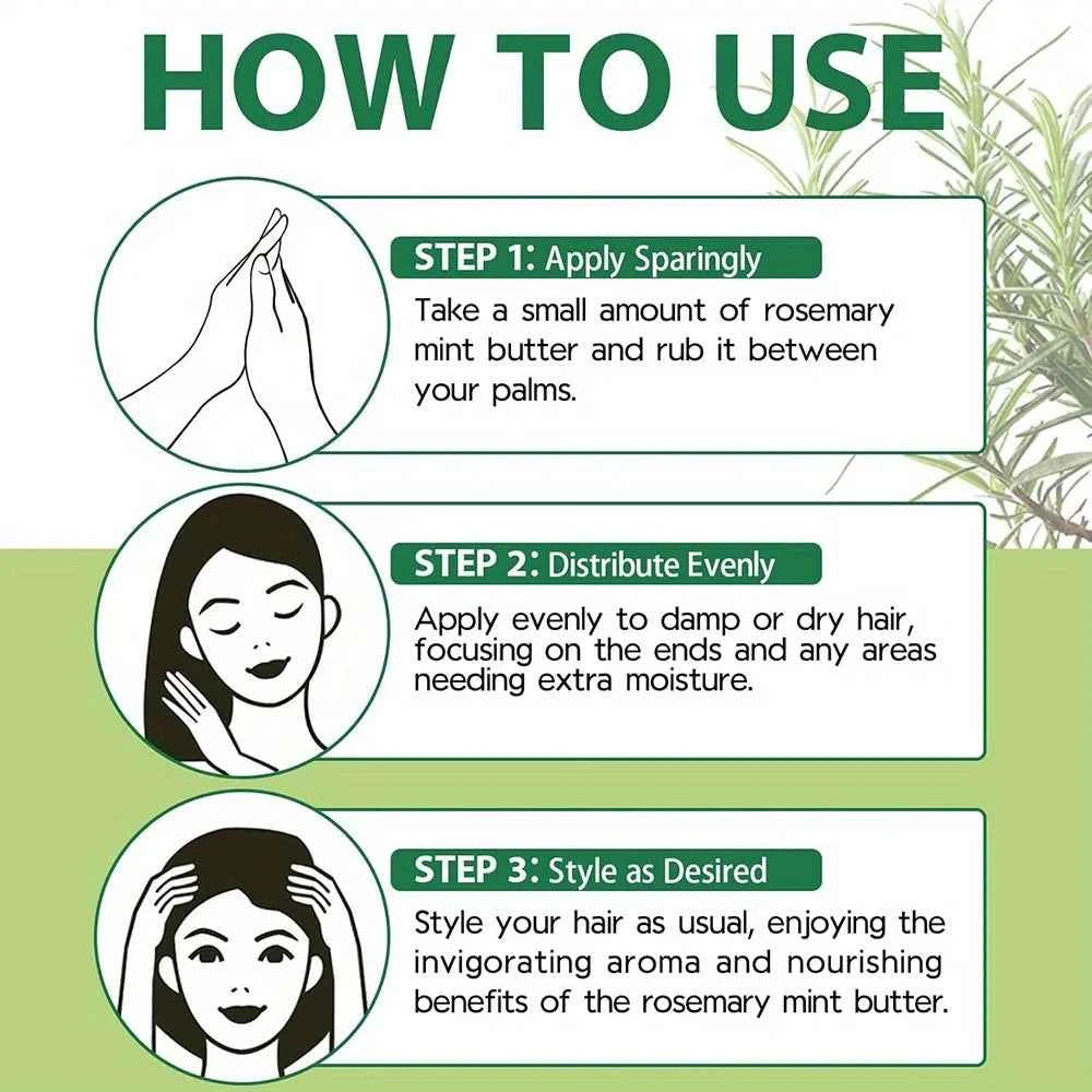 GZE Rosemary Mint Hair & Strong Roots Butter - Natural Hair Growth & Damage Repair Treatment for Stronger, Healthier Hair