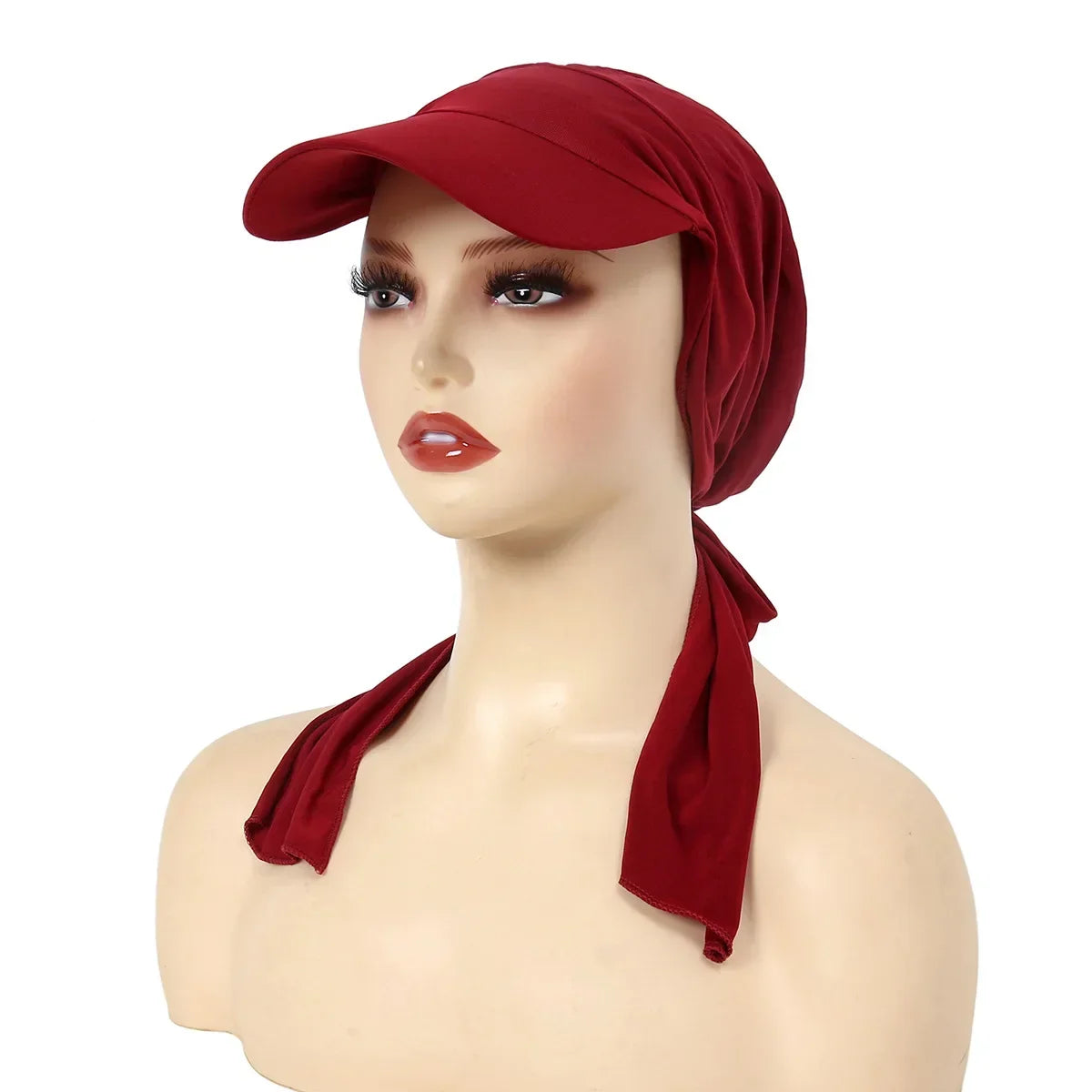 Fashion Muslim Floral Print Hijab Turban Hat for Women Visor Baseball Cap Sun Hats Headscarf Scarf Brim Femme Scarves Bandanas