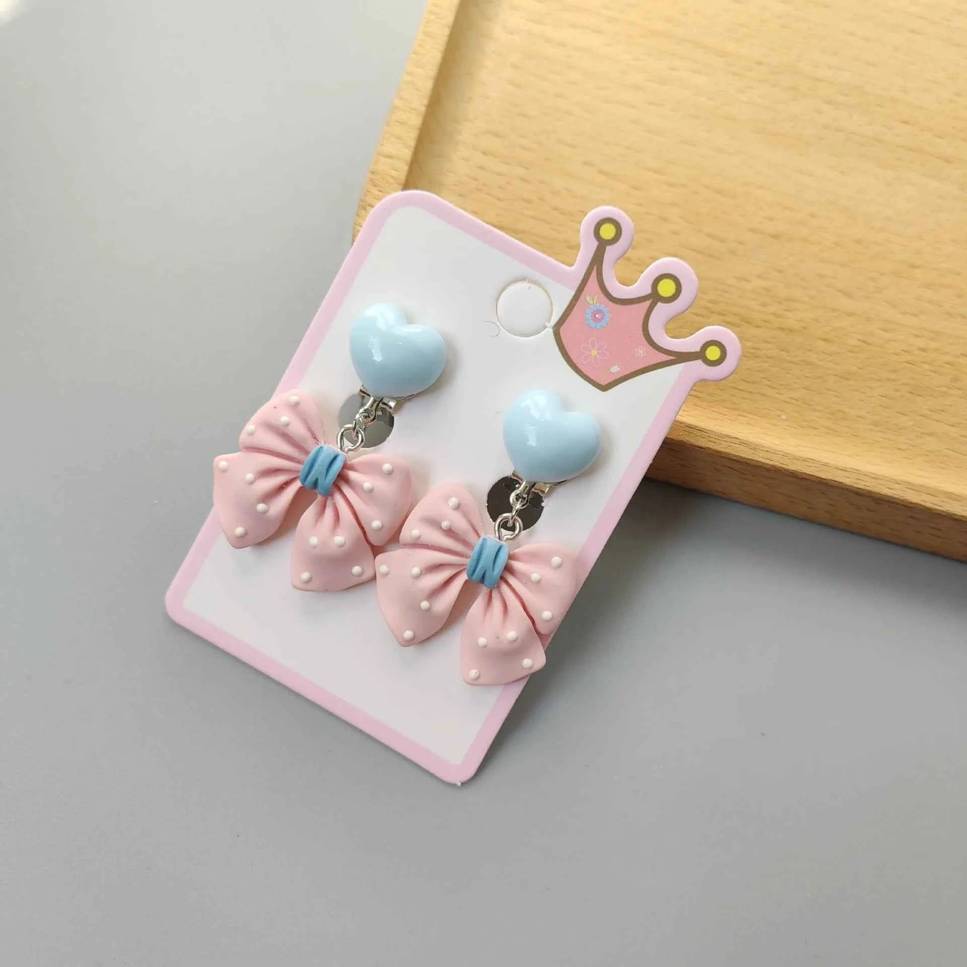 2025 New Children Cartoon Acrylic Ear Clips No Ear Hole Jewelry Princess Girl Earrings Fashionable Baby Girl Clips