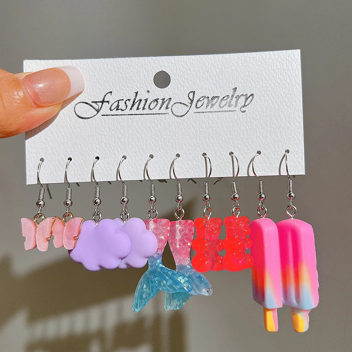Candy Color Acrylic Earrings Set for Women Dopamine Bohemian Animal Cloud Fruit Drop Earrings for Girls Party Y2K Jewelry