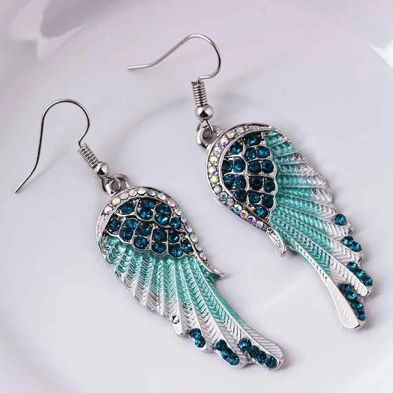 Fashion Income Ladies Angel Wings Earrings Personality Mid Length Multicolor Charm Jewelry Anniversary Birthday Party Gifts