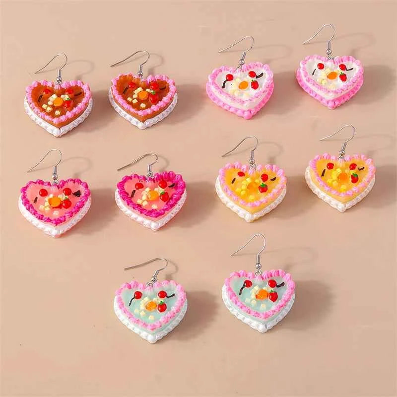 Sweet Food Cake Drop Earrings for Women Girls Party Holiday Jewelry Gifts