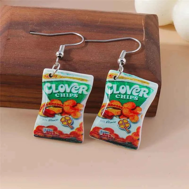 Aihua New In Fashion Women Earrings Cute Resin Food Snacks Potato Chips Earrings Handmade Party Jewelry Gifts
