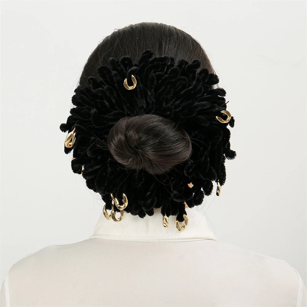 Muslim Women Fashion Scrunchies Velvet Elastic Hair Bands Hair Ring Tie Bun Clip Large Size Knitting Hair Ponytail Bun Holder - NamafadStore