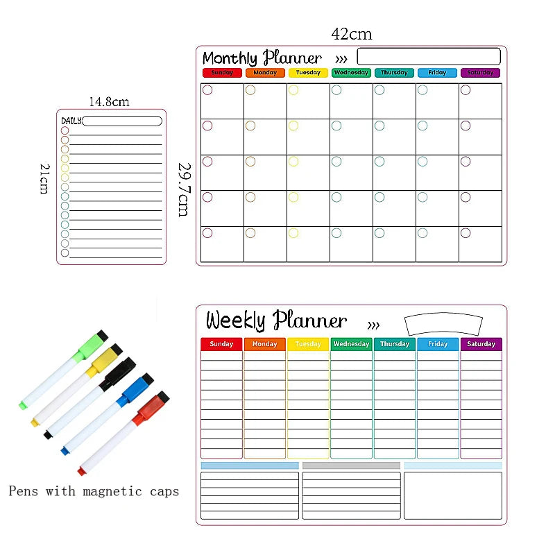 Magnetic Fridge Calendar – Monthly & Weekly Dry Erase Planner Whiteboard