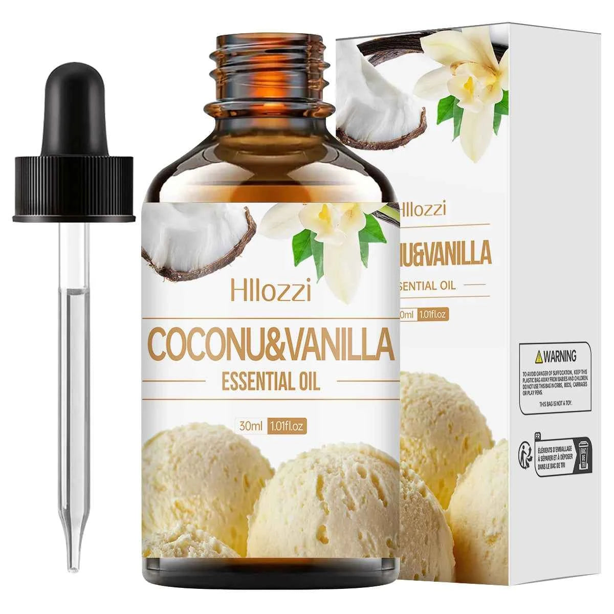 Coconut & Vanilla essential oil for body massage, aromatherapy diffuser, long lasting fragrance, suitable for all skin types. - NamafadStore