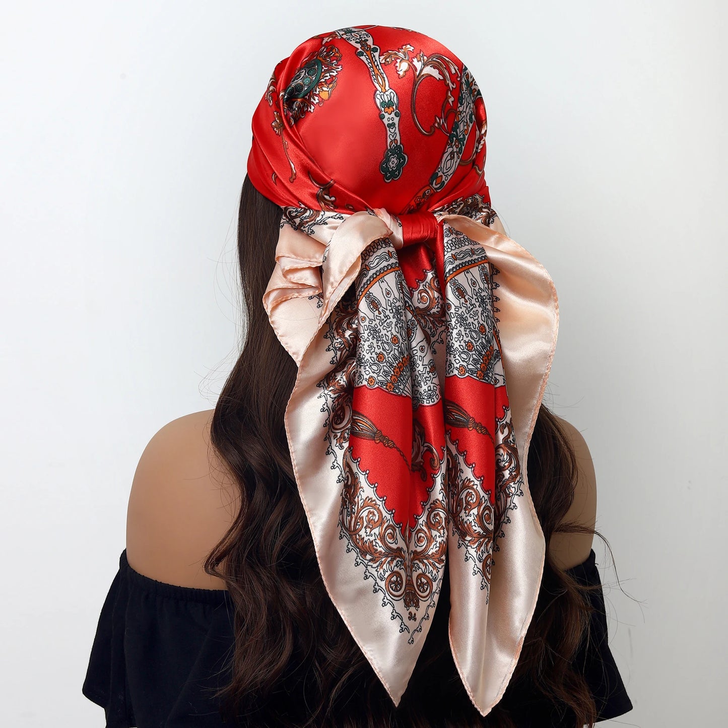 Popular Shawls Europe And America Fashion Bandannas New Print Sunscreen 90X90CM Kerchief Four Seasons Luxury Square Silk Scarves - NamafadStore