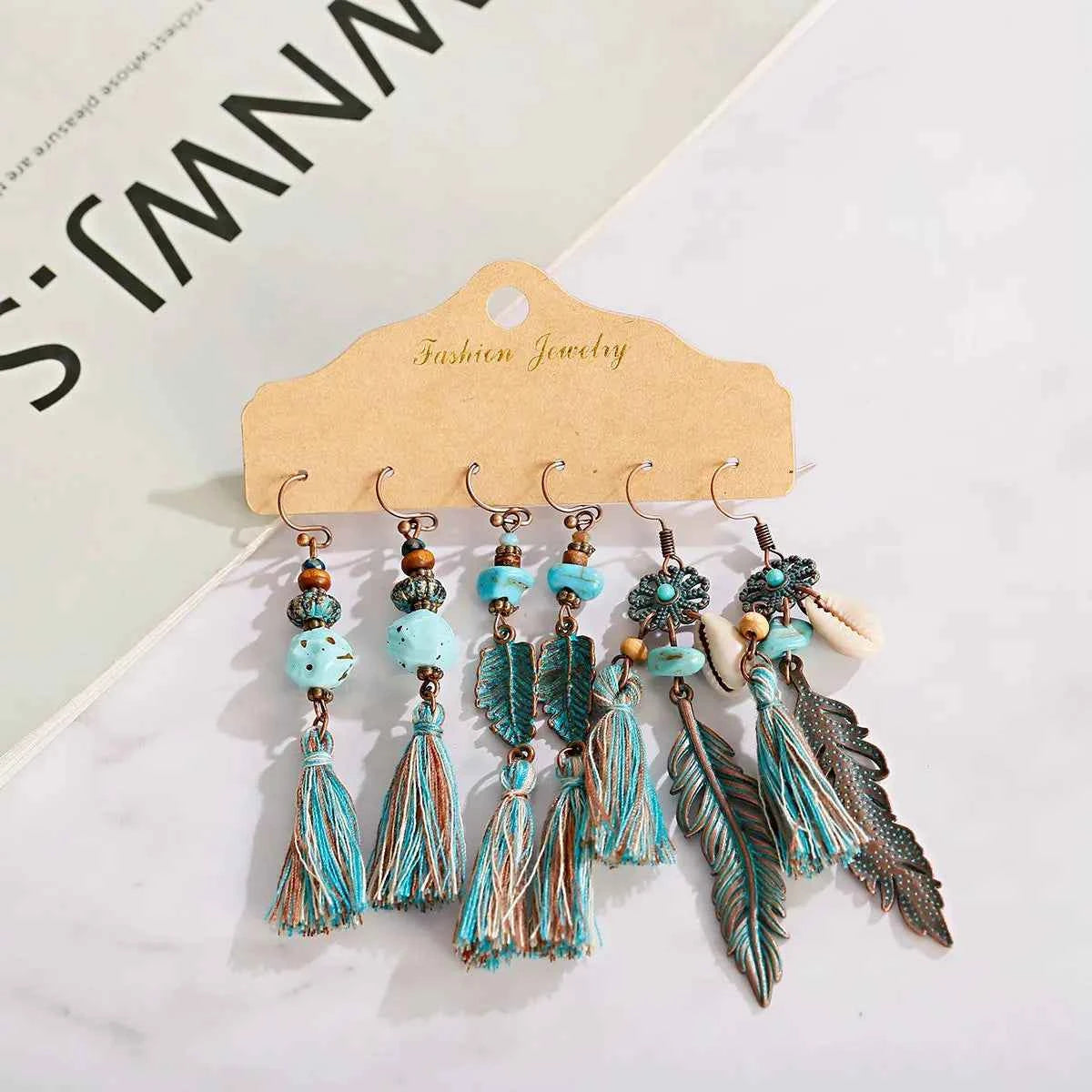 Boho Ethnic Dangle/Round Earrings For Women Vintage Fashion 2024 Earrings Sets Pendientes Earring Unusual Pendant Jewelry Female