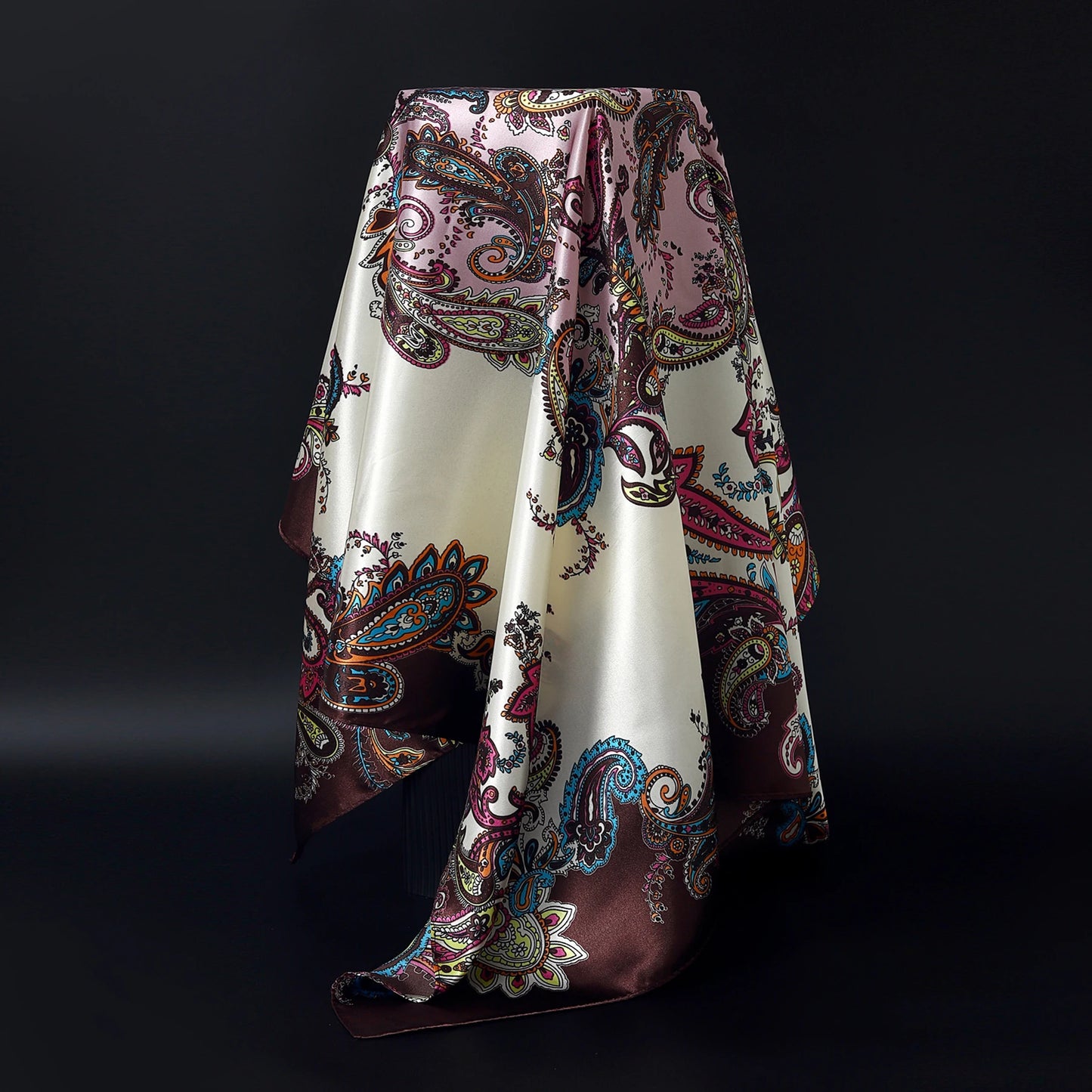 1 piece 35.4 inches Women Shawls Fashion print Summer Kerchief Luxury Brand 90X90CM Bandanna New Foulard Satin Square Headcloth - NamafadStore