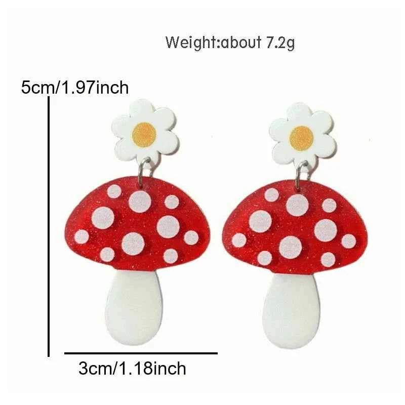 Cute Acrylic Mushroom Earrings For Women Novelty Plant Dangle Earring