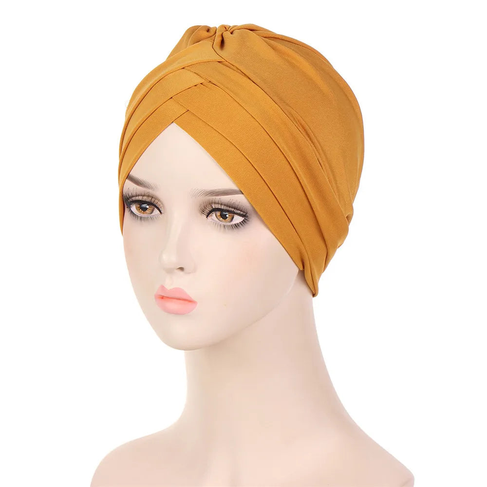 1PC New Women Elastic Turban Hat Muslim Hijab Islamic Beads Cancer Chemo Cap Ladies Hijab Stretch Head Wrap Head Scarf Hair Loss - NamafadStore
