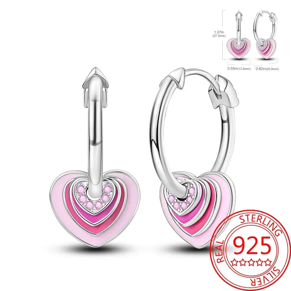 Pink Series 925 Sterling Silver Romantic Flower Butterfly Unicorn Tulip Geometry Earrings Boutique Fine Jewelry Gifts for Women